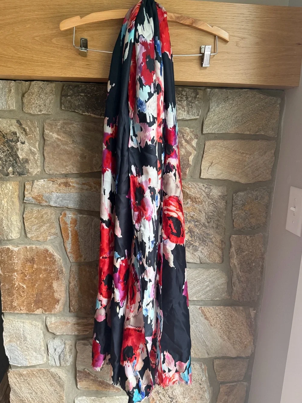 Kate Spade 100% Silk Floral Fringe Scarf Shawl Wrap 30.5